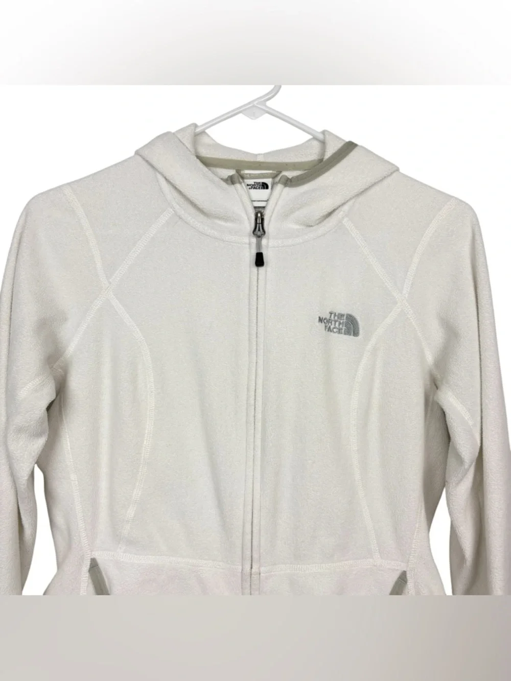 NORTH FACE  Polartec Classic Women’s White Fleece Zip Hoodie Size S